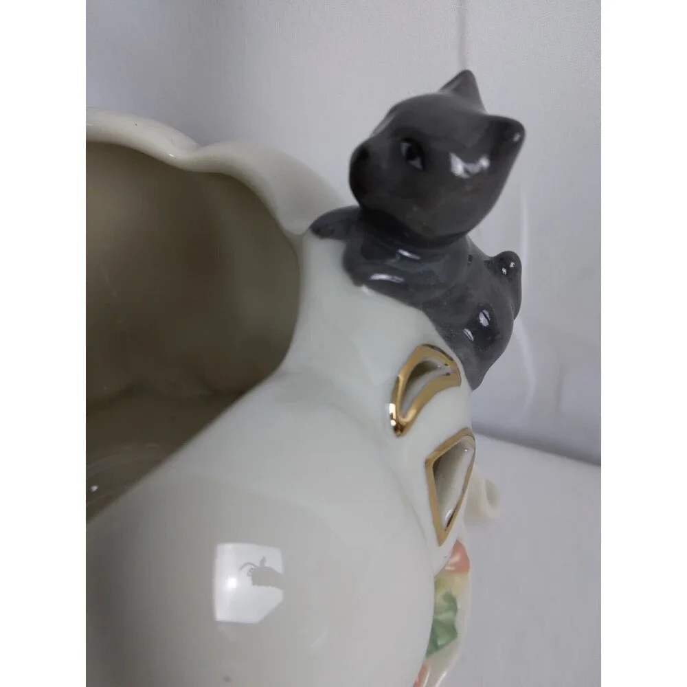 Lenox Occasions White Ghost with Pumpkin and Cat Votive Candle Holder - Picture 6 of 9